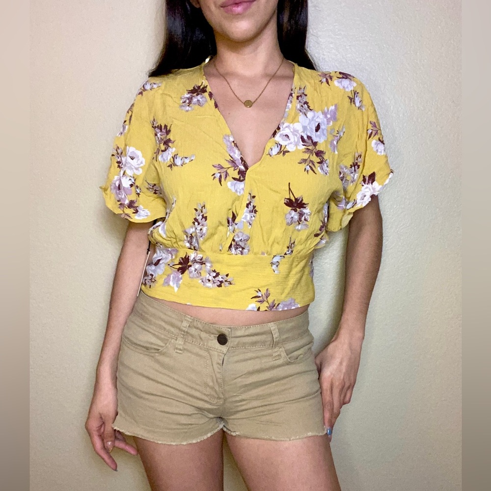 Yellow Floral Print Blouse